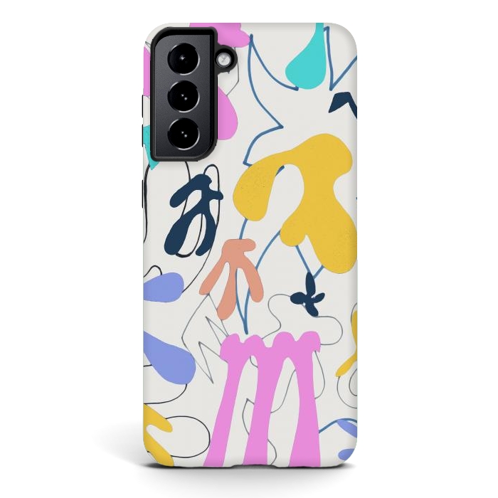 Galaxy S21 plus StrongFit Colorful retro doodles - Matisse abstract pattern by Oana 