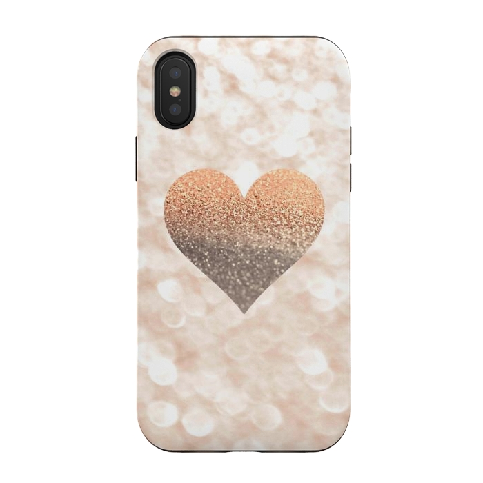 iPhone Xs / X StrongFit CHAMPAGNER SANDY HEART by Monika Strigel