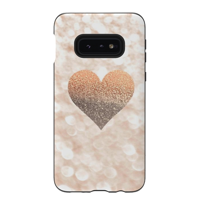 Galaxy S10e StrongFit CHAMPAGNER SANDY HEART by Monika Strigel