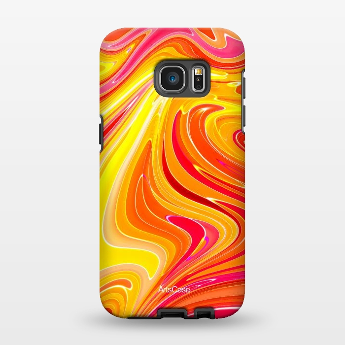 Galaxy S7 EDGE StrongFit Yellow Fluid Painting by ArtsCase