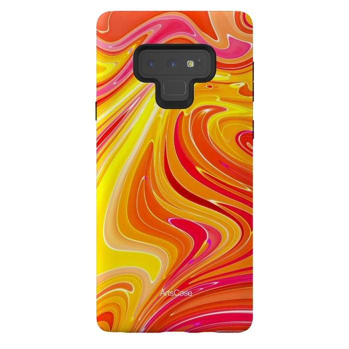 Galaxy Note 9 StrongFit Yellow Fluid Painting by ArtsCase