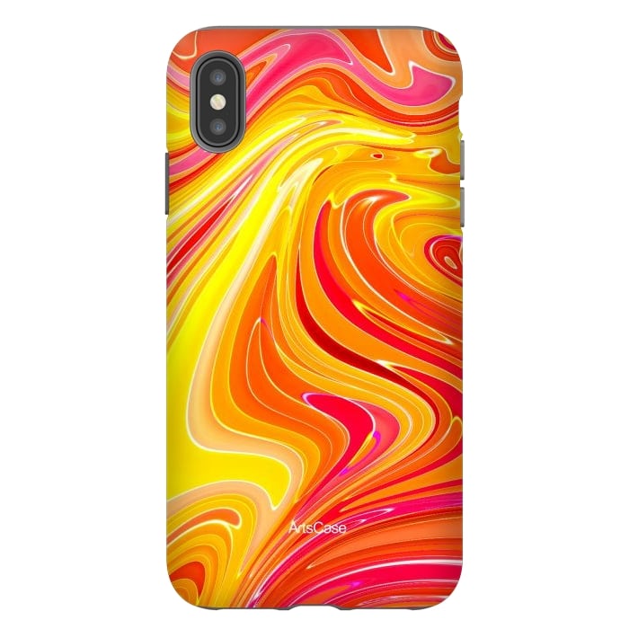 iPhone Xs Max StrongFit Yellow Fluid Painting by ArtsCase