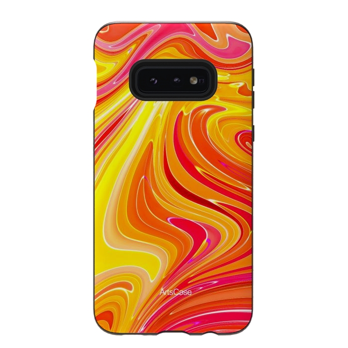 Galaxy S10e StrongFit Yellow Fluid Painting by ArtsCase