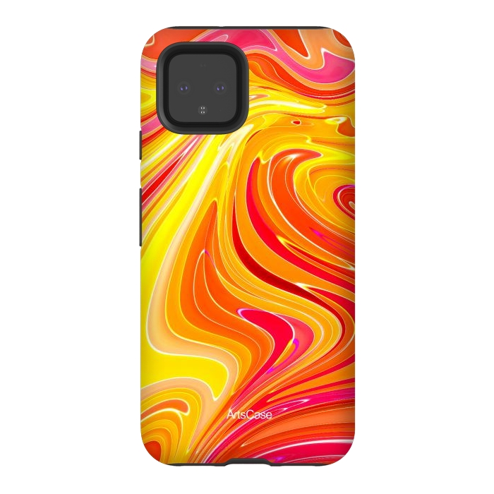 Pixel 4 StrongFit Yellow Fluid Painting by ArtsCase