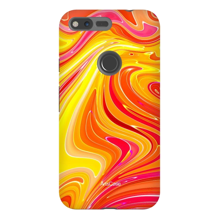 Pixel XL StrongFit Yellow Fluid Painting by ArtsCase