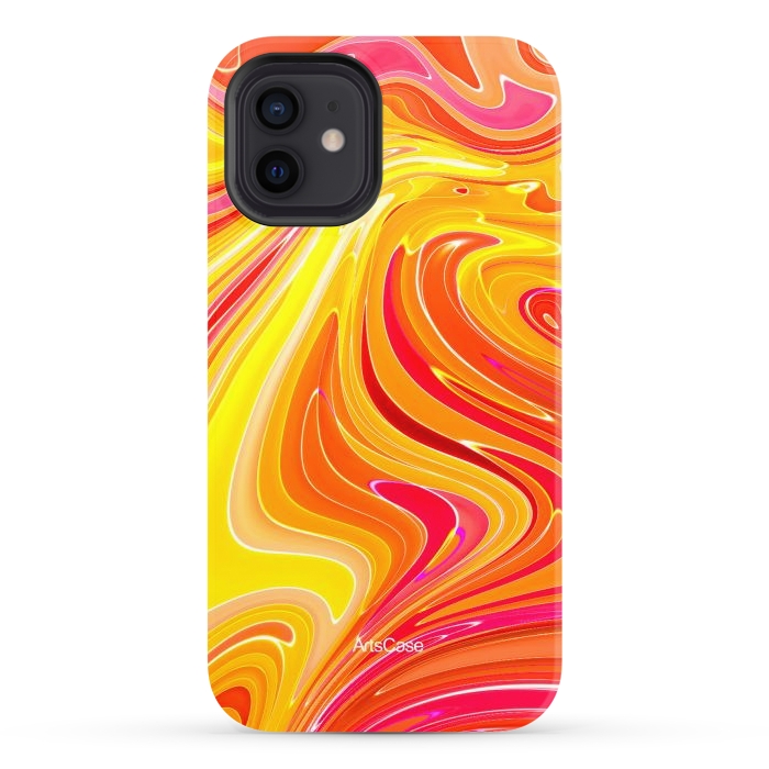 iPhone 12 StrongFit Yellow Fluid Painting by ArtsCase