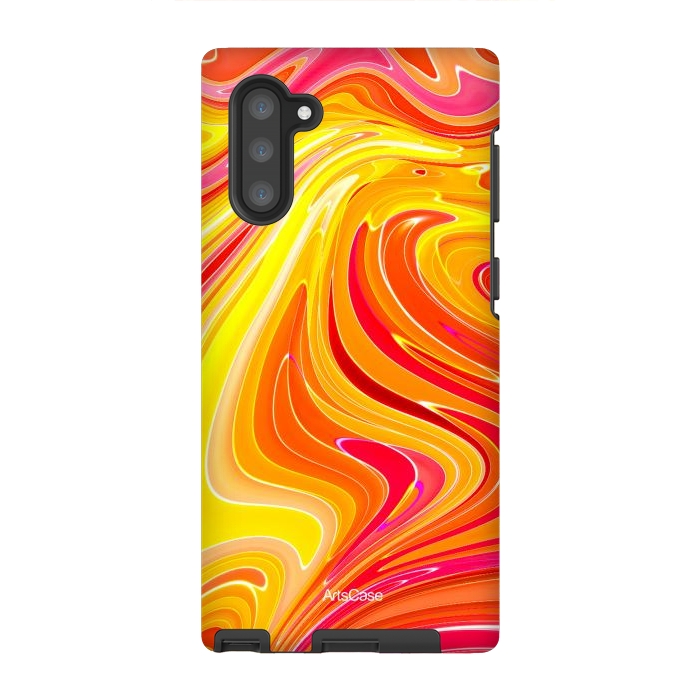 Galaxy Note 10 StrongFit Yellow Fluid Painting by ArtsCase