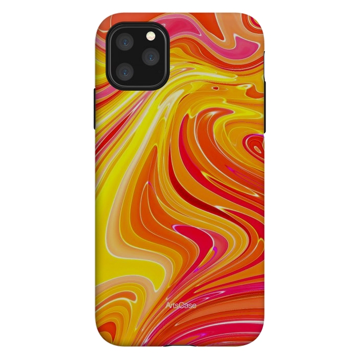 iPhone 11 Pro Max StrongFit Yellow Fluid Painting by ArtsCase