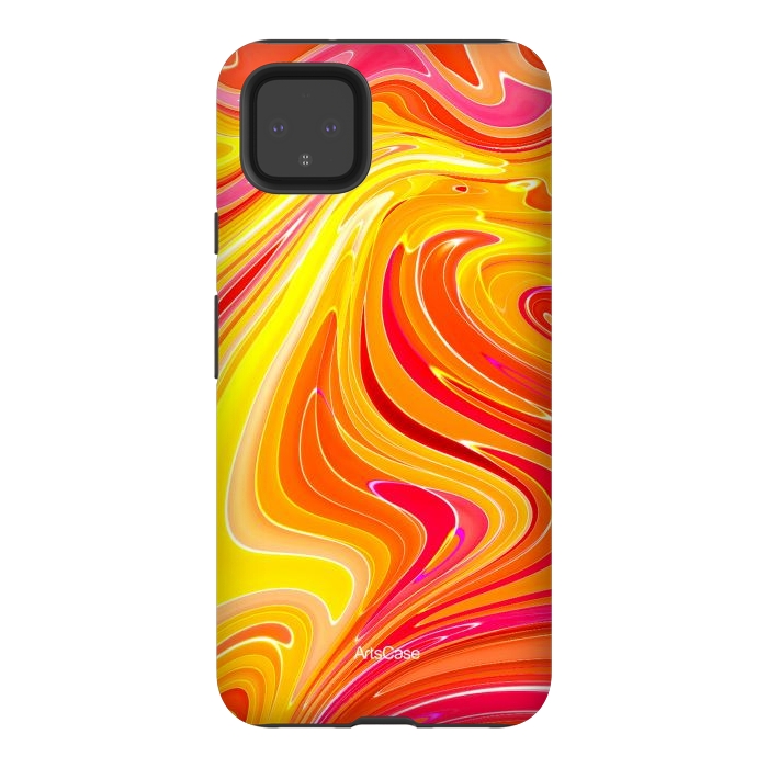 Pixel 4XL StrongFit Yellow Fluid Painting by ArtsCase
