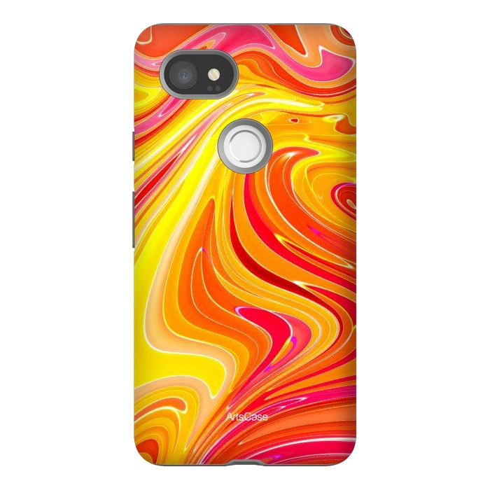 Pixel 2XL StrongFit Yellow Fluid Painting by ArtsCase
