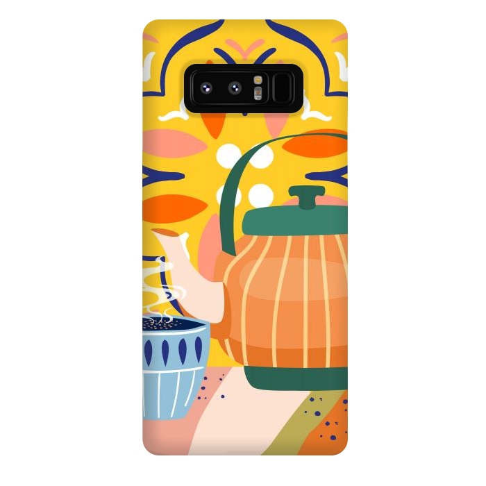Galaxy Note 8 StrongFit Pumpkin Spice Latte | Tea Chai Kettle & Cup | Modern Bohemian Colorful India | Eclectic Culture by Uma Prabhakar Gokhale