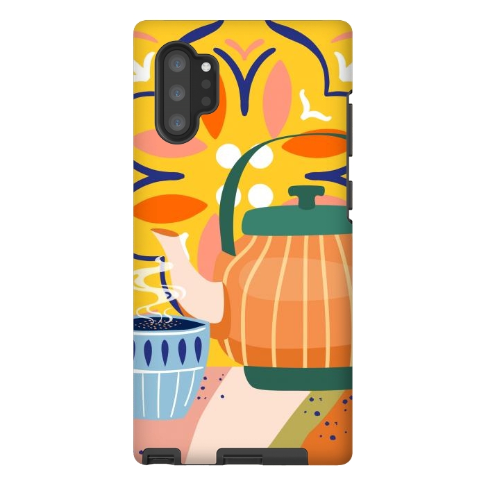 Galaxy Note 10 plus StrongFit Pumpkin Spice Latte | Tea Chai Kettle & Cup | Modern Bohemian Colorful India | Eclectic Culture by Uma Prabhakar Gokhale