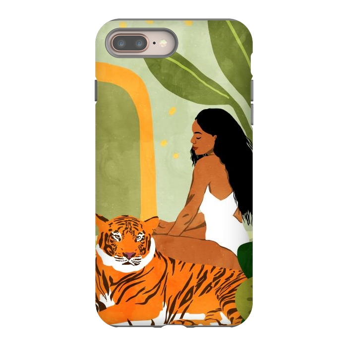 iPhone 7 plus StrongFit Just You & Me | Tiger Urban Jungle Friendship | Wild Cat Bohemian Black Woman with Pet by Uma Prabhakar Gokhale