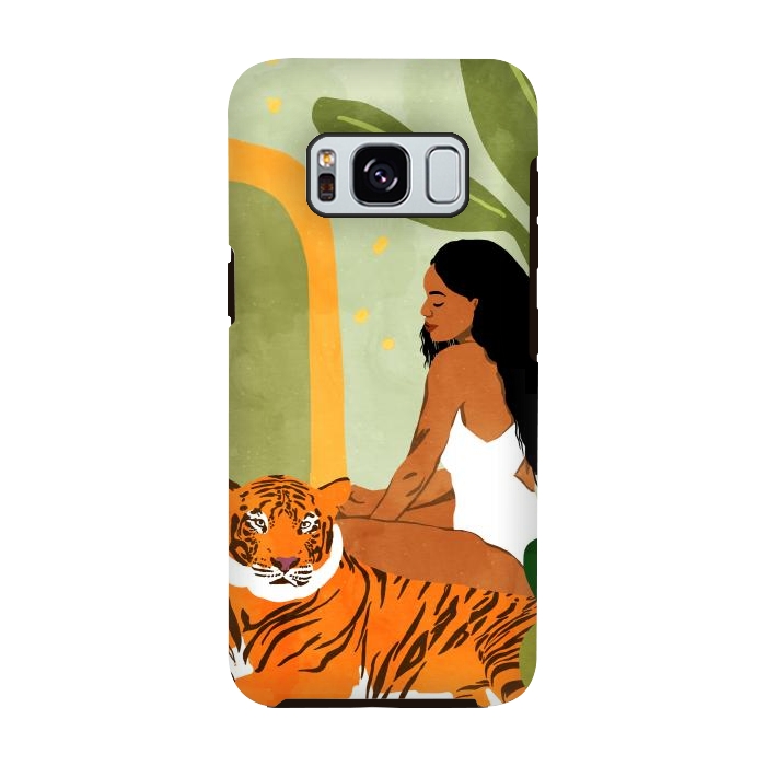 Galaxy S8 StrongFit Just You & Me | Tiger Urban Jungle Friendship | Wild Cat Bohemian Black Woman with Pet by Uma Prabhakar Gokhale