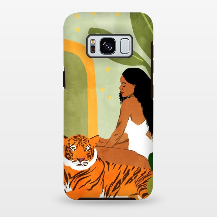 Galaxy S8 plus StrongFit Just You & Me | Tiger Urban Jungle Friendship | Wild Cat Bohemian Black Woman with Pet by Uma Prabhakar Gokhale