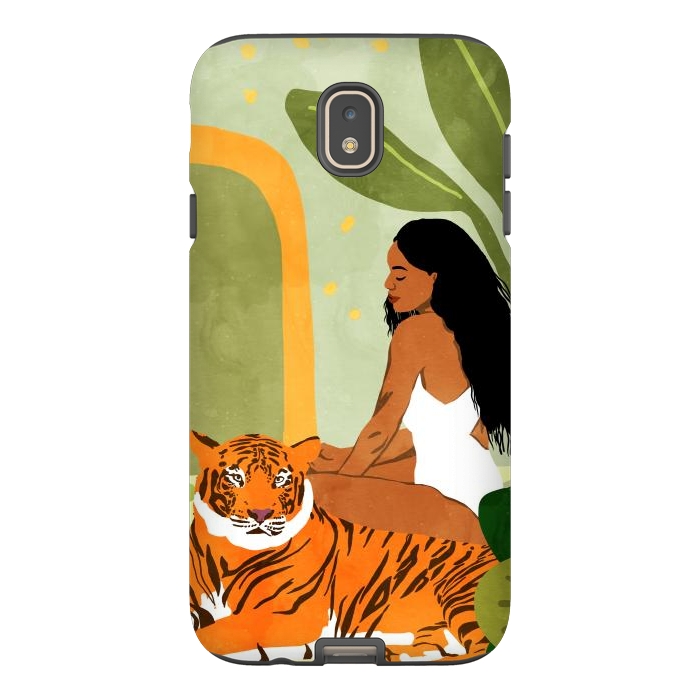 Galaxy J7 StrongFit Just You & Me | Tiger Urban Jungle Friendship | Wild Cat Bohemian Black Woman with Pet by Uma Prabhakar Gokhale