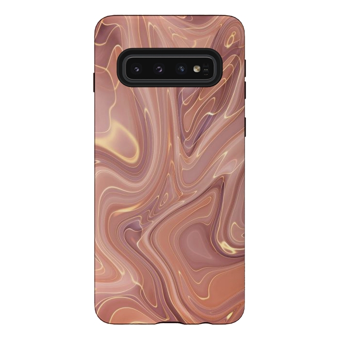 Galaxy S10 StrongFit Brown Marble Liquid by ArtsCase