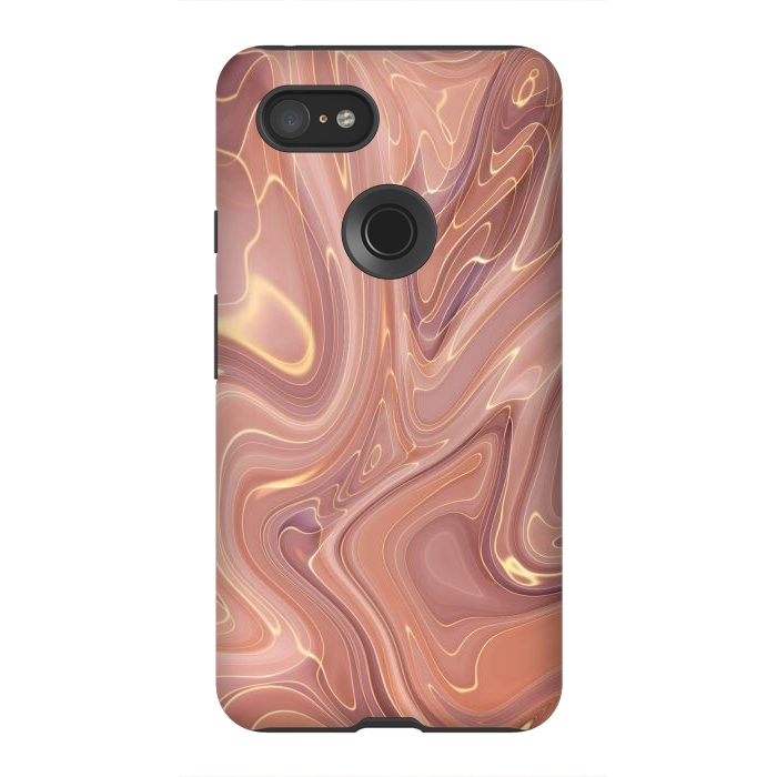 Pixel 3XL StrongFit Brown Marble Liquid by ArtsCase