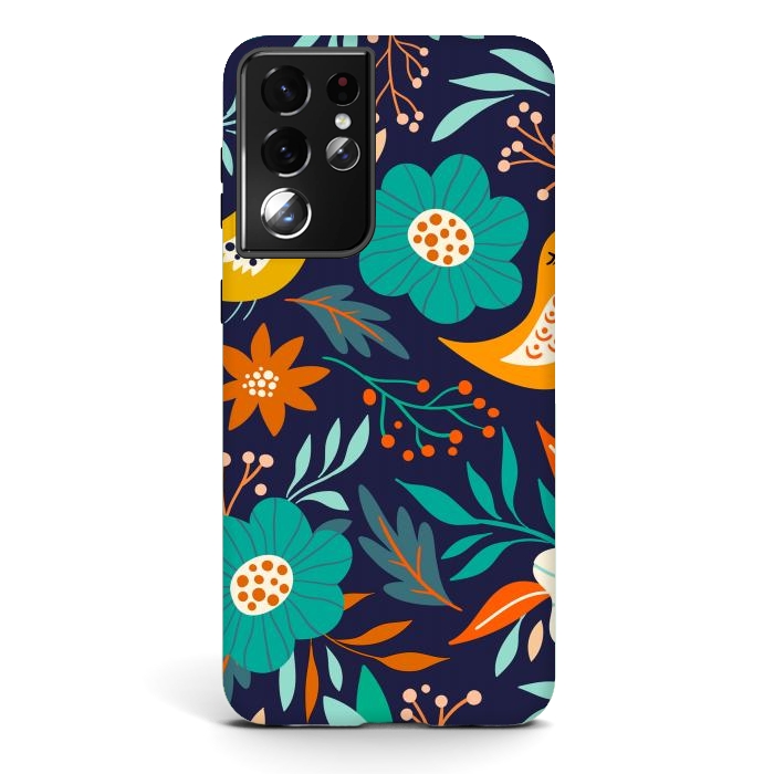 Galaxy S21 ultra StrongFit Bird With Flowers by ArtsCase