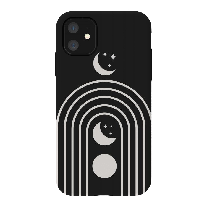 iPhone 11 StrongFit Black Moon Phase Rainbow by ArtPrInk