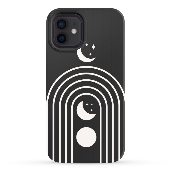 iPhone 12 StrongFit Black Moon Phase Rainbow by ArtPrInk