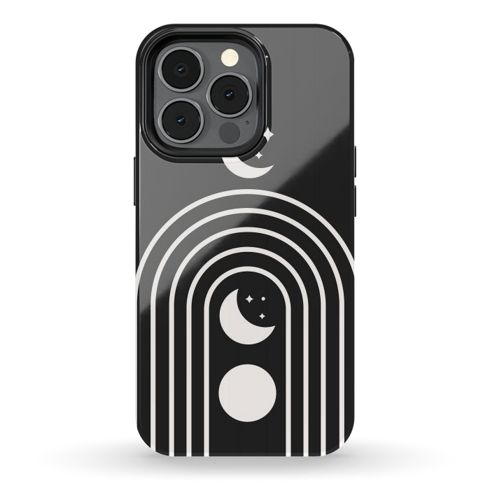 iPhone 13 pro StrongFit Black Moon Phase Rainbow by ArtPrInk