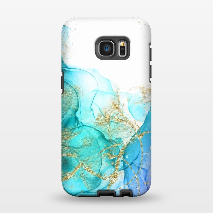 Galaxy S7 EDGE StrongFit Alcoho ink Painting With Gold Fake Glitter Elements by ArtsCase
