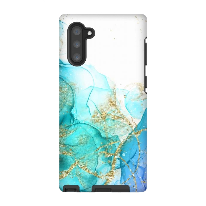 Galaxy Note 10 StrongFit Alcoho ink Painting With Gold Fake Glitter Elements by ArtsCase