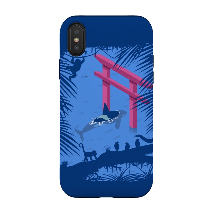 iPhone Xs / X StrongFit Whale under Japanese Torii by Alberto