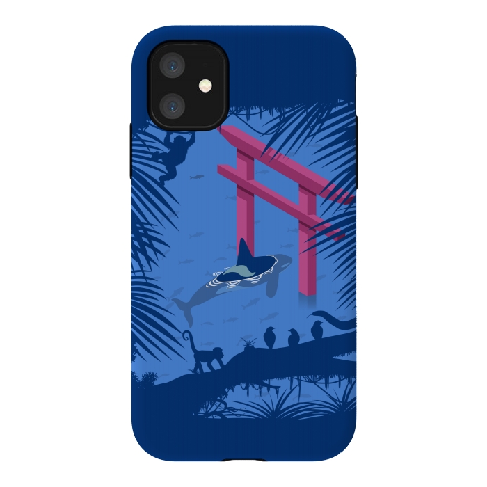 iPhone 11 StrongFit Whale under Japanese Torii by Alberto