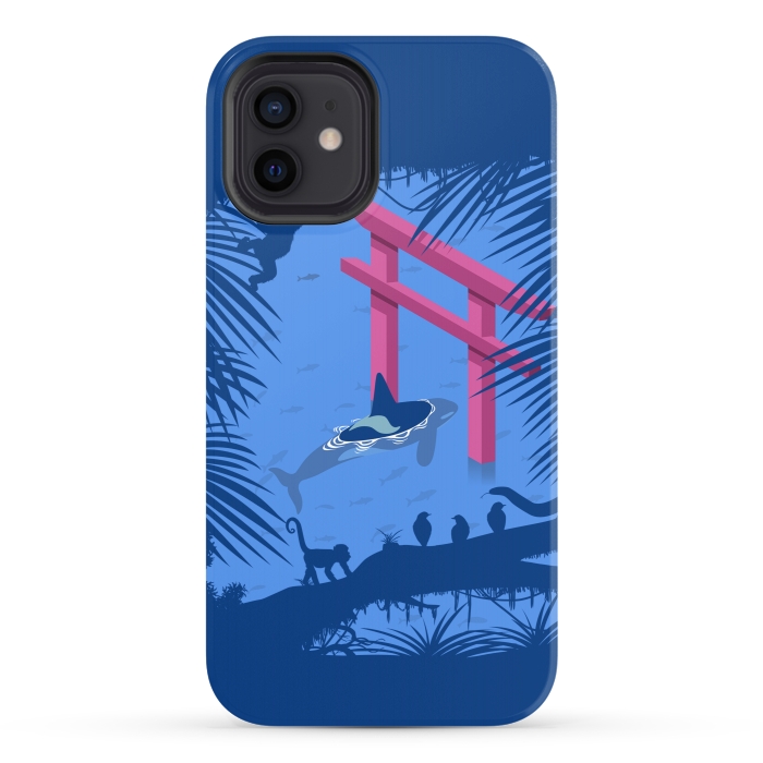 iPhone 12 StrongFit Whale under Japanese Torii by Alberto