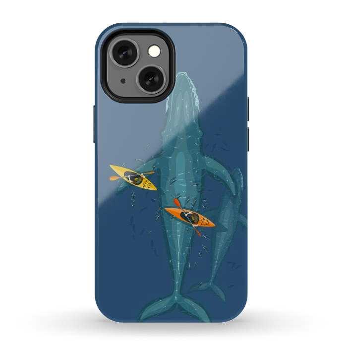 iPhone 13 mini StrongFit Canoes on whale family by Alberto