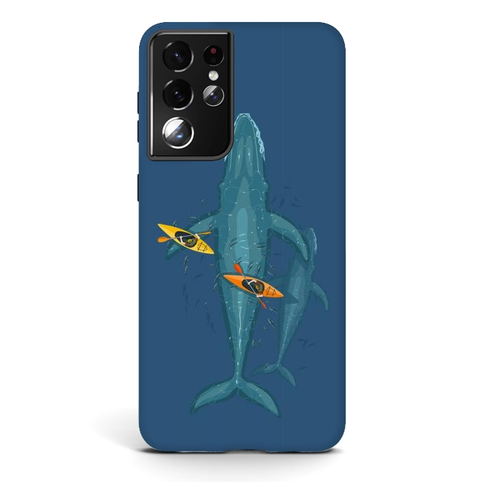 Galaxy S21 ultra StrongFit Canoes on whale family by Alberto