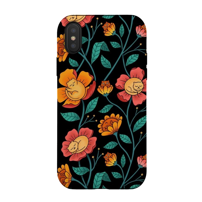iPhone Xs / X StrongFit Cats and Flowers by Coffee Man