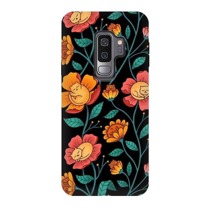 Galaxy S9 plus StrongFit Cats and Flowers by Coffee Man