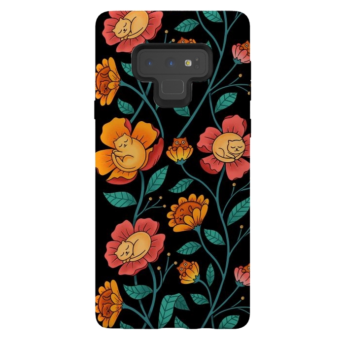 Galaxy Note 9 StrongFit Cats and Flowers by Coffee Man