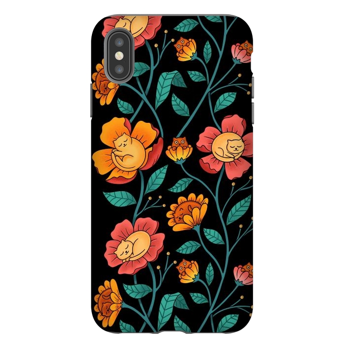 iPhone Xs Max StrongFit Cats and Flowers by Coffee Man