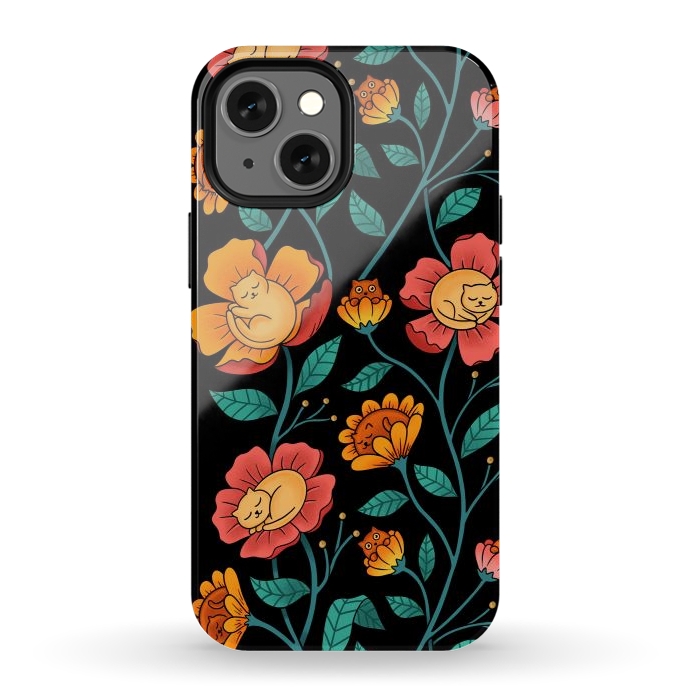 iPhone 12 mini StrongFit Cats and Flowers by Coffee Man