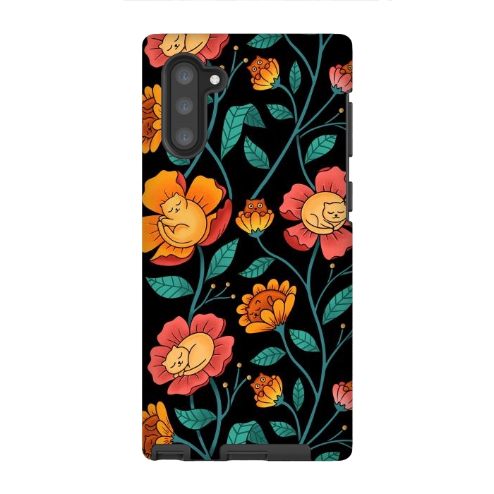 Galaxy Note 10 StrongFit Cats and Flowers by Coffee Man
