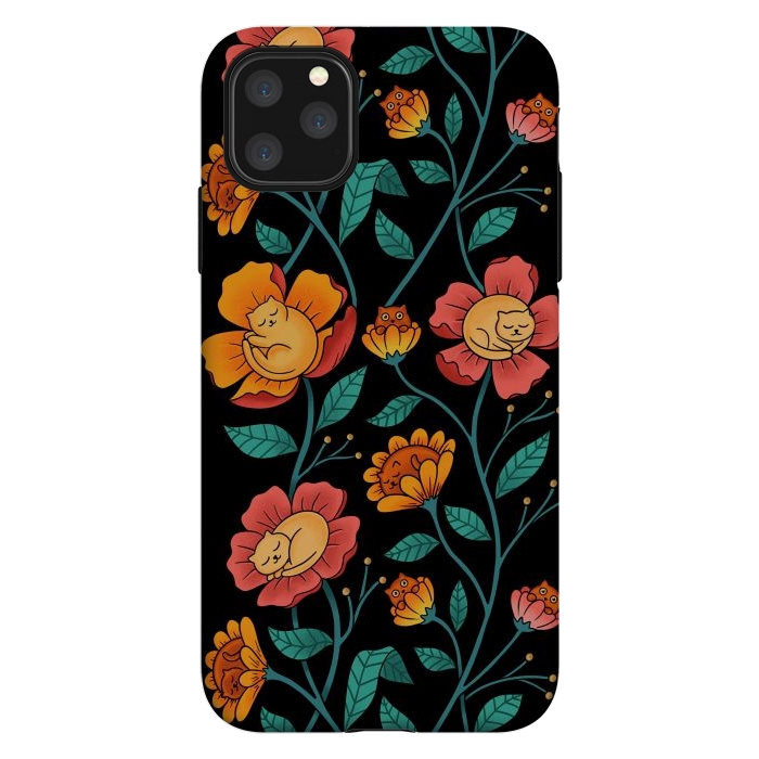 iPhone 11 Pro Max StrongFit Cats and Flowers by Coffee Man