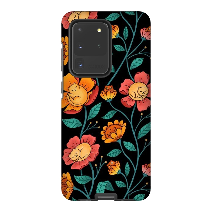 Galaxy S20 Ultra StrongFit Cats and Flowers by Coffee Man