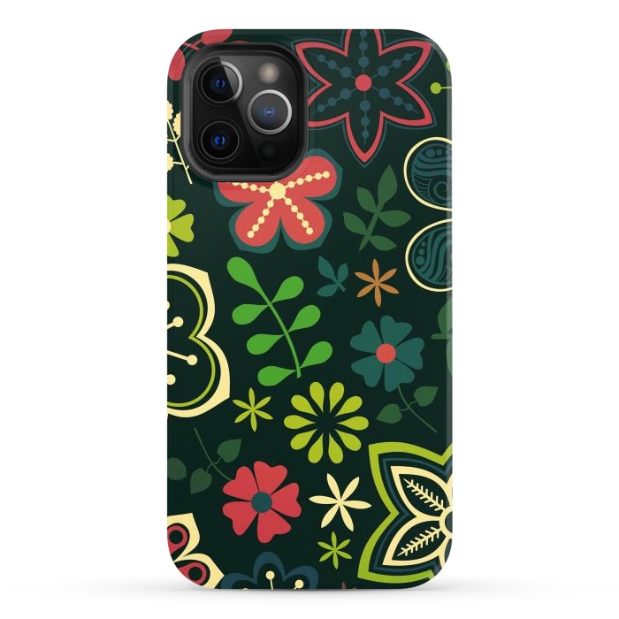 iPhone 12 Pro Max StrongFit Seamless Flowers and Birds by ArtsCase