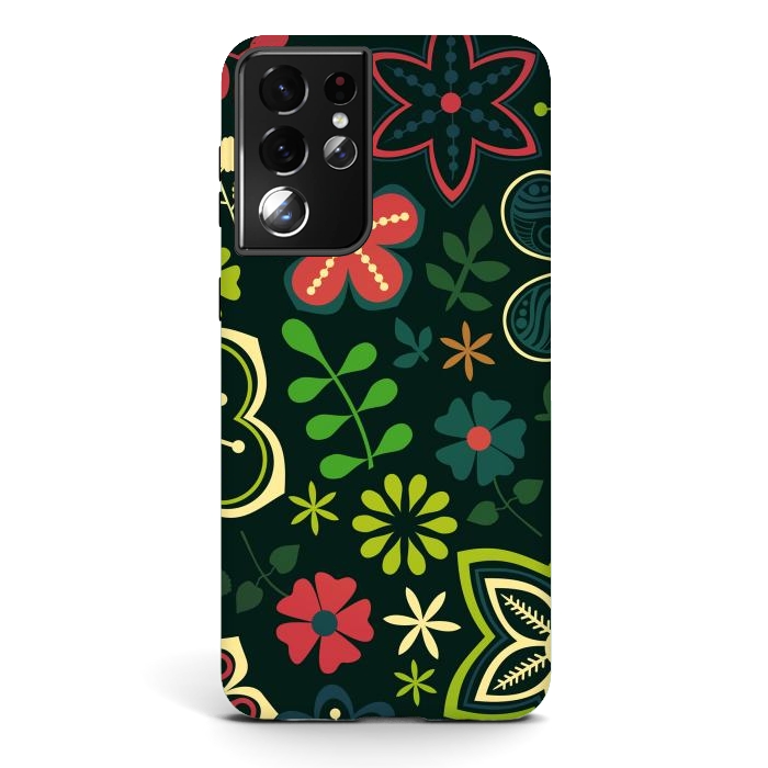 Galaxy S21 ultra StrongFit Seamless Flowers and Birds by ArtsCase