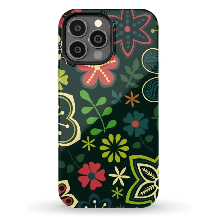 iPhone 13 Pro Max StrongFit Seamless Flowers and Birds by ArtsCase