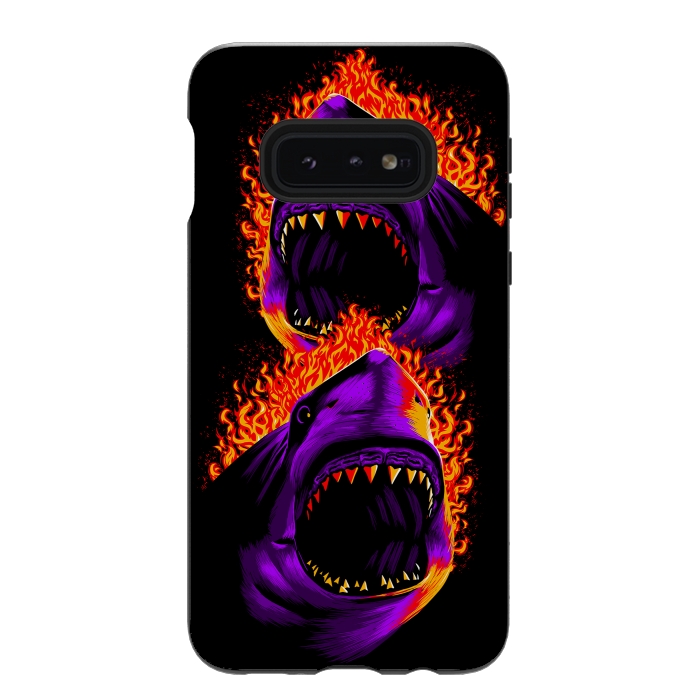 Galaxy S10e StrongFit Fire shark by Alberto