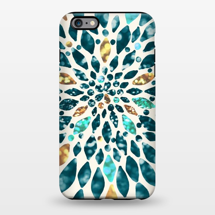 iPhone 6/6s plus StrongFit Glitter Dahlia in Gold, Aqua and Ocean Green by Tangerine-Tane