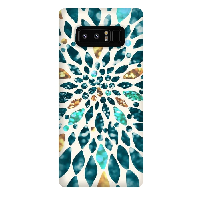 Galaxy Note 8 StrongFit Glitter Dahlia in Gold, Aqua and Ocean Green by Tangerine-Tane