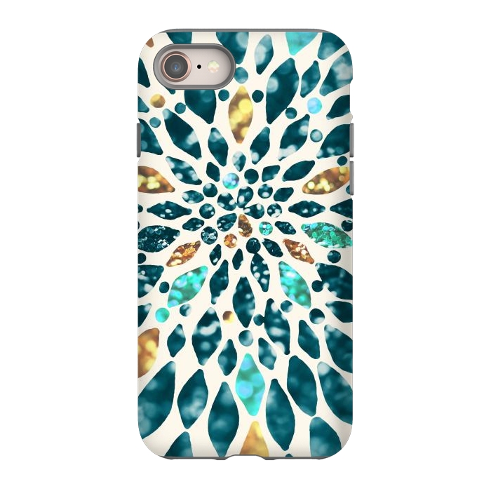 iPhone SE StrongFit Glitter Dahlia in Gold, Aqua and Ocean Green by Tangerine-Tane
