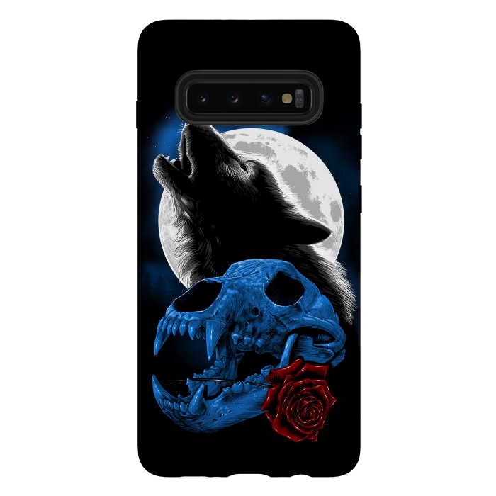 Galaxy S10 plus StrongFit Wolf howling under the moon by Alberto