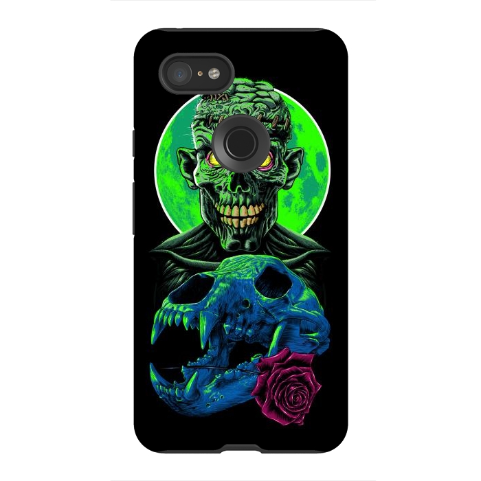 Pixel 3XL StrongFit Skull and flower zombie by Alberto